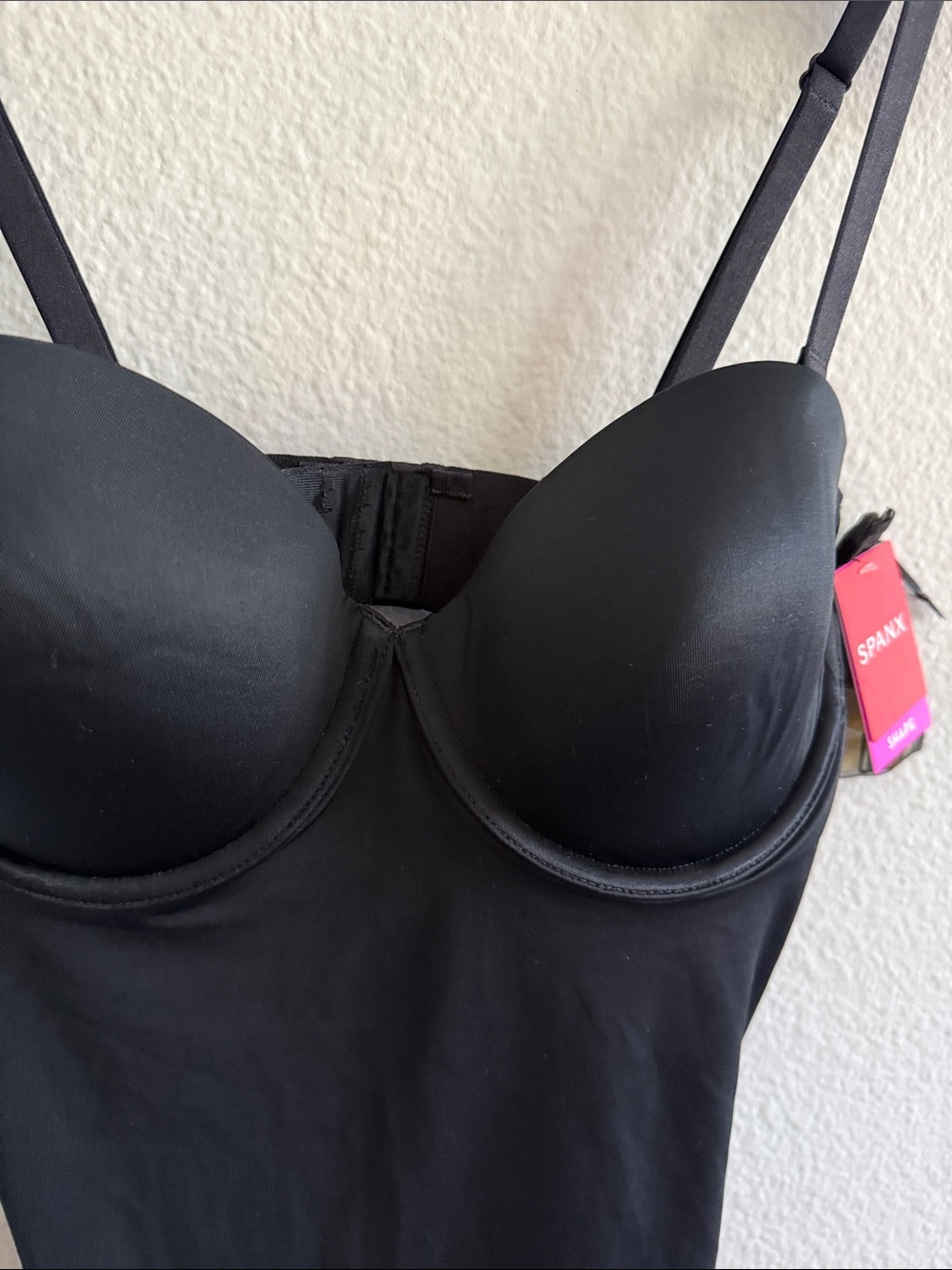 SPANX Black Full-Body Strapless Cupped Mid-Thigh Shapewear Bodysuit NWT Size M - Picture 7 of 9